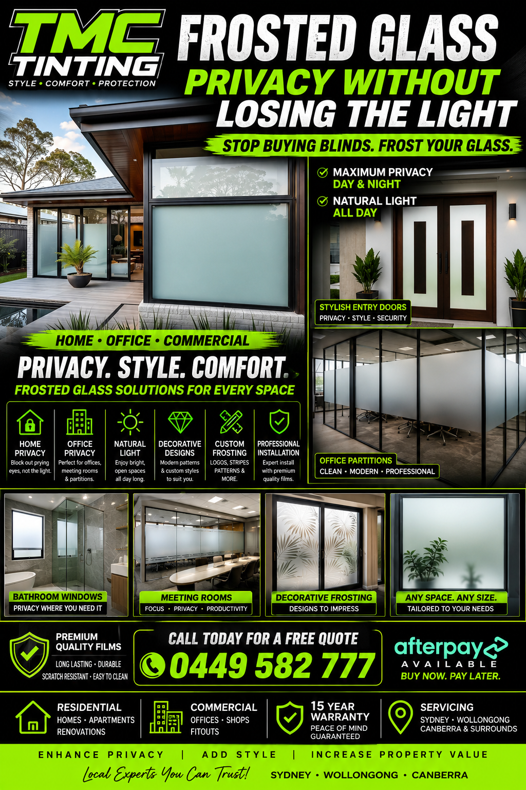 glass frosting decorative frost films privacy glass sydbey wollongong canberra window and door glass frostingbservices by tmc tinting