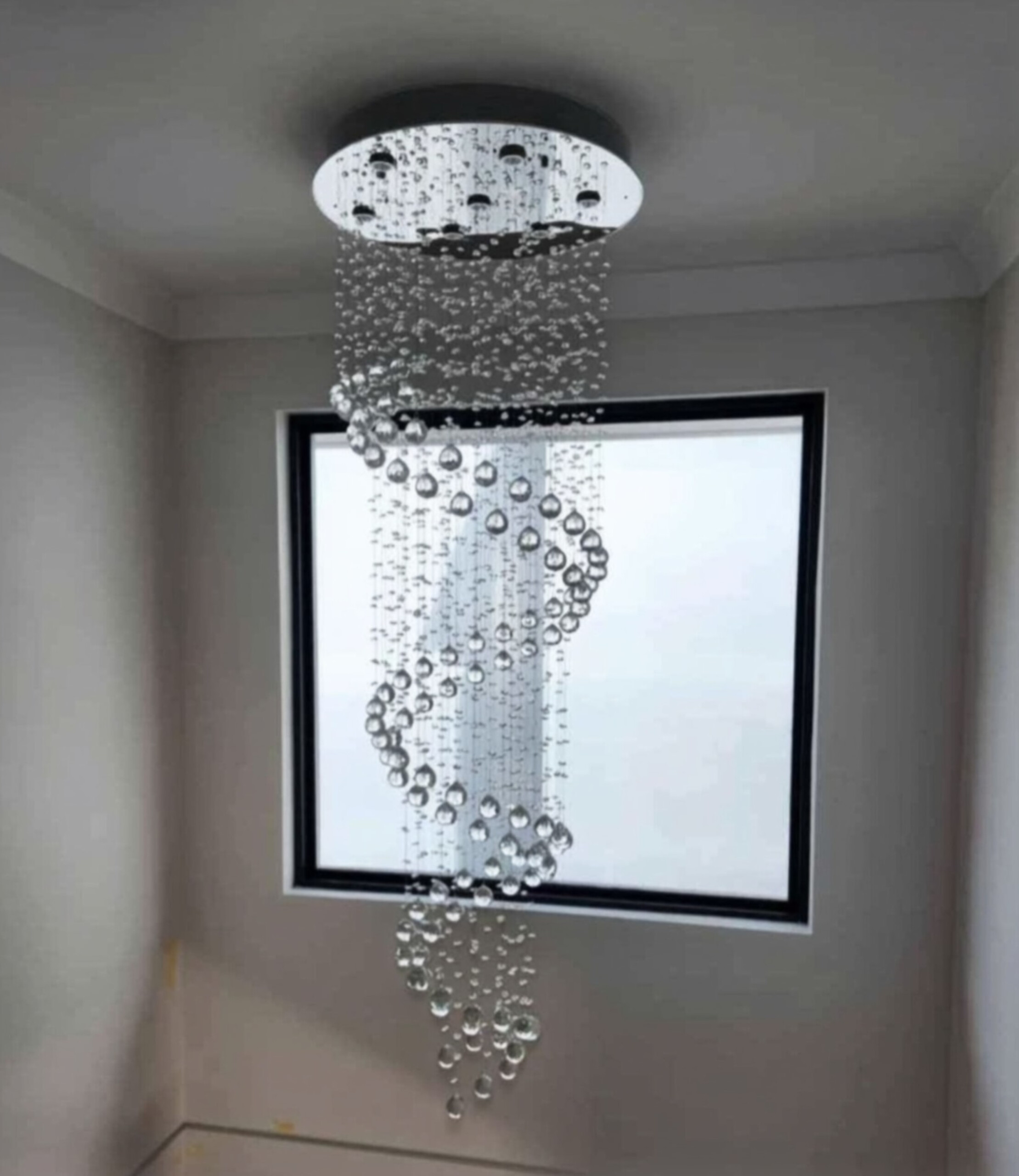 Frosted window film installed in luxury home stairwell void Palm Beach Northern Beaches — TMC Tinting