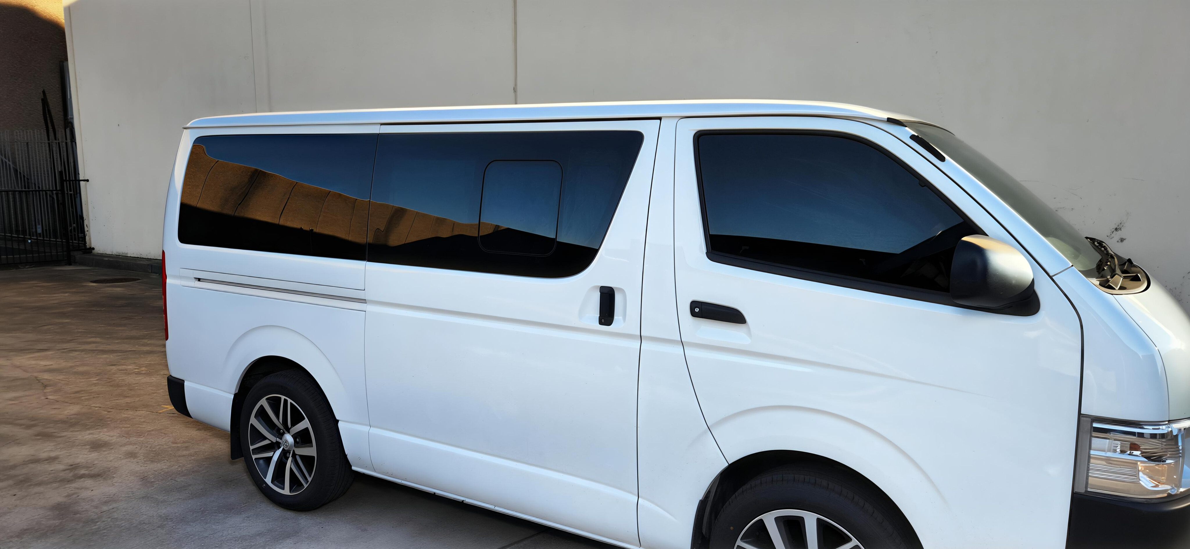 Toyota hiace commuter van with 10% ceramic window tint by tmc tinting